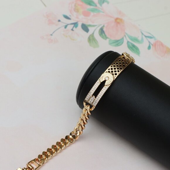 Rose Gold Bracelet with Diamond Sunray and Cutout Detailing, XPBL0707 - Picture 8 of 12